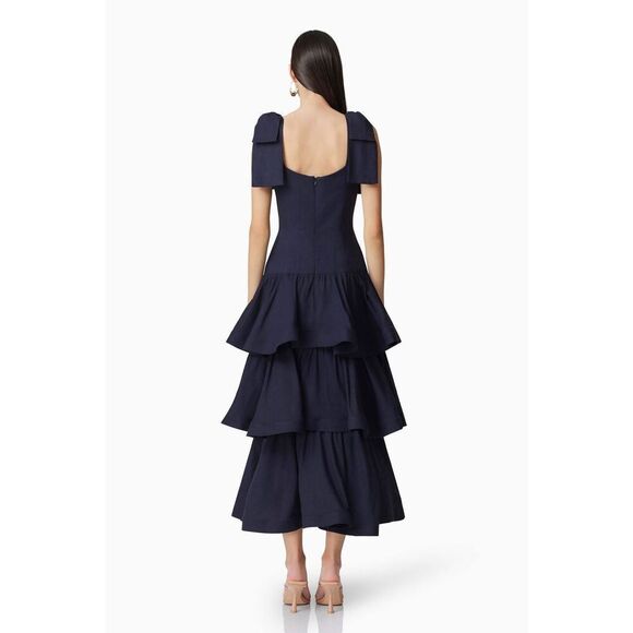 Elliatt Kara Tiered Maxi Dress in Navy Wedding Dinner cocktail Party size S NWT - Picture 5 of 11